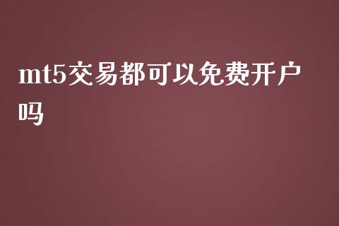 mt5交易都可以免费开户吗