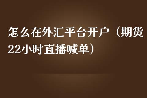 怎么在外汇平台开户（期货22小时直播喊单）