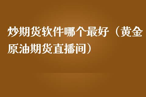 炒期货软件哪个最好（黄金原油期货直播间）