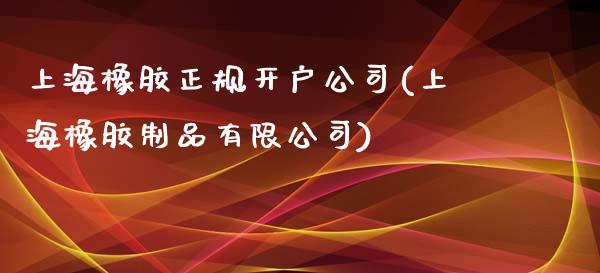 上海橡胶正规开户公司(上海橡胶制品有限公司)