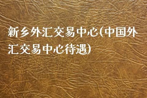 新乡外汇交易中心(中国外汇交易中心待遇)