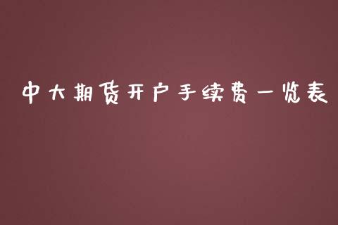 中大期货开户手续费一览表