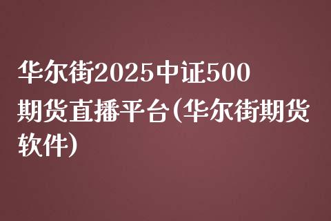 华尔街2025中证500期货直播平台(华尔街期货软件)