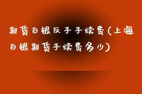 期货白银反手手续费(上海白银期货手续费多少)