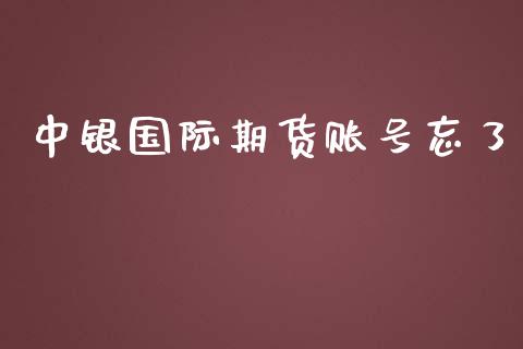 中银国际期货账号忘了