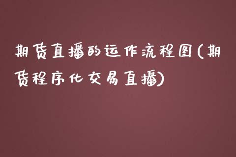 期货直播的运作流程图(期货程序化交易直播)