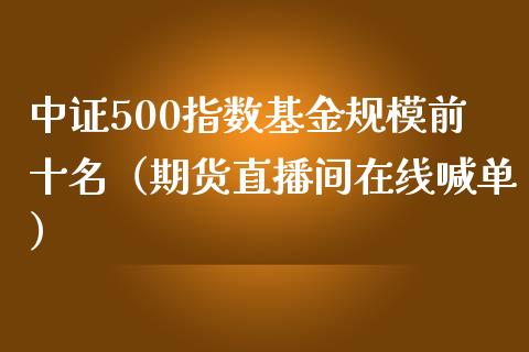 中证500指数基金规模前十名（期货直播间在线喊单）