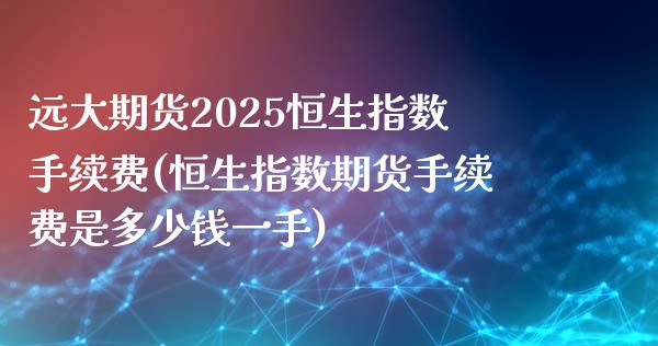 远大期货2025恒生指数手续费(恒生指数期货手续费是多少钱一手)