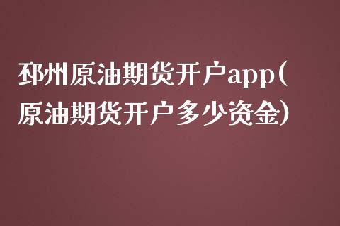 邳州原油期货开户app(原油期货开户多少资金)