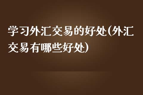 学习外汇交易的好处(外汇交易有哪些好处)