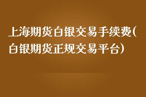 上海期货白银交易手续费(白银期货正规交易平台)