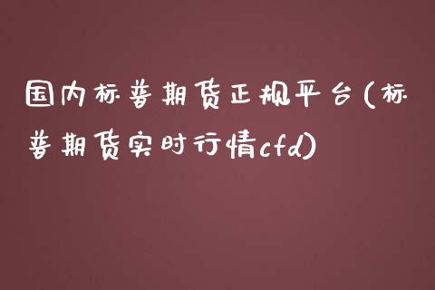 国内标普期货正规平台(标普期货实时行情cfd)