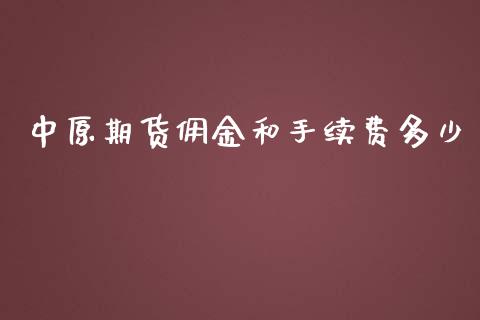 中原期货佣金和手续费多少