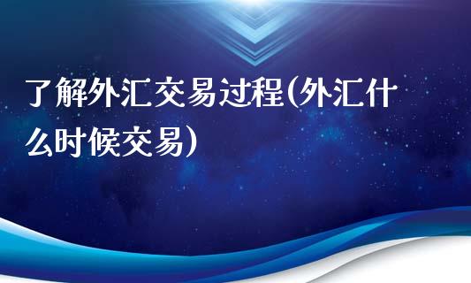 了解外汇交易过程(外汇什么时候交易)