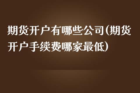 期货开户有哪些公司(期货开户手续费哪家最低)