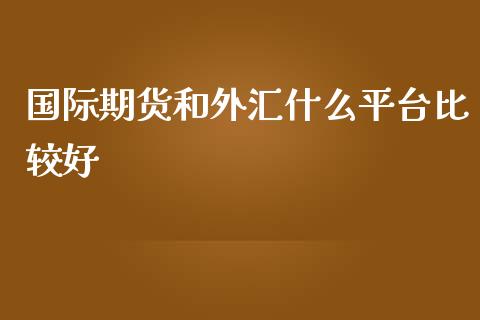 国际期货和外汇什么平台比较好