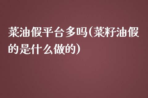 菜油假平台多吗(菜籽油假的是什么做的)