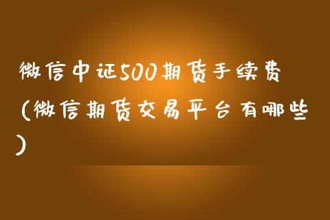 微信中证500期货手续费(微信期货交易平台有哪些)