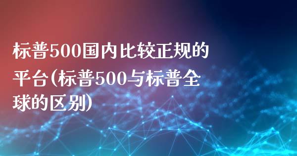 标普500国内比较正规的平台(标普500与标普全球的区别)