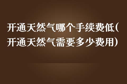 开通天然气哪个手续费低(开通天然气需要多少费用)