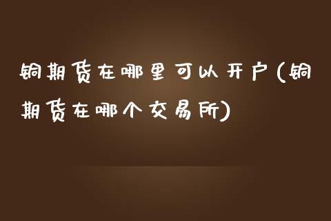 铜期货在哪里可以开户(铜期货在哪个交易所)