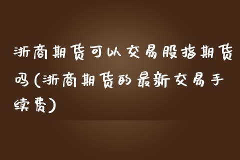 浙商期货可以交易股指期货吗(浙商期货的最新交易手续费)