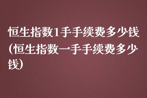 恒生指数1手手续费多少钱(恒生指数一手手续费多少钱)