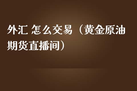 外汇 怎么交易（黄金原油期货直播间）