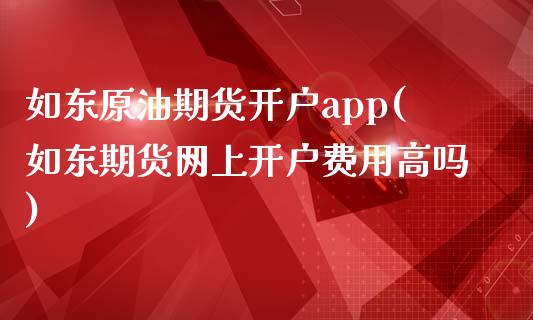 如东原油期货开户app(如东期货网上开户费用高吗)