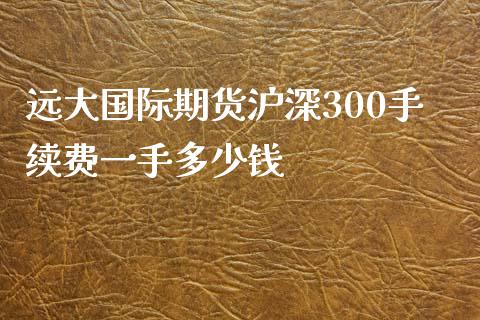 远大国际期货沪深300手续费一手多少钱