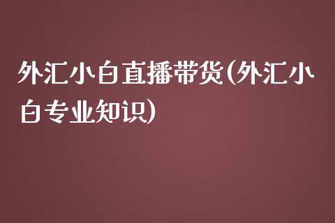 外汇小白直播带货(外汇小白专业知识)