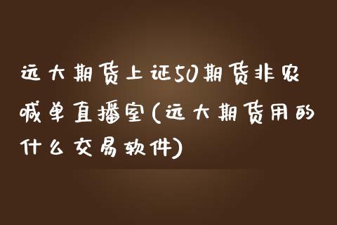 远大期货上证50期货非农喊单直播室(远大期货用的什么交易软件)