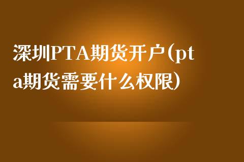 深圳PTA期货开户(pta期货需要什么权限)