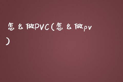 怎么做PVC(怎么做pv)