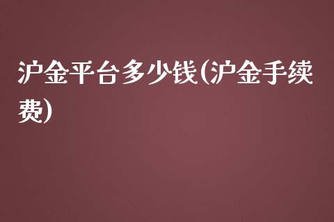 沪金平台多少钱(沪金手续费)