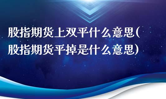 股指期货上双平什么意思(股指期货平掉是什么意思)