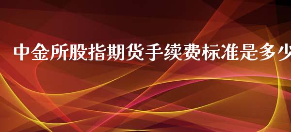 中金所股指期货手续费标准是多少