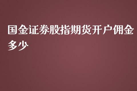 国金证券股指期货开户佣金多少