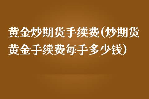 黄金炒期货手续费(炒期货黄金手续费每手多少钱)