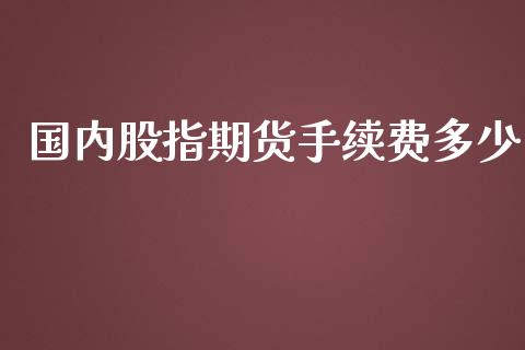 国内股指期货手续费多少