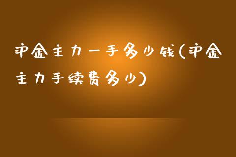 沪金主力一手多少钱(沪金主力手续费多少)