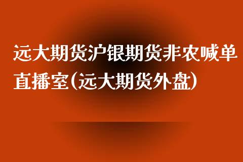 远大期货沪银期货非农喊单直播室(远大期货外盘)