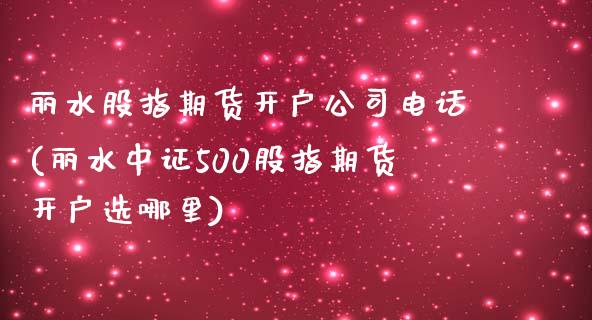 丽水股指期货开户公司电话(丽水中证500股指期货开户选哪里)