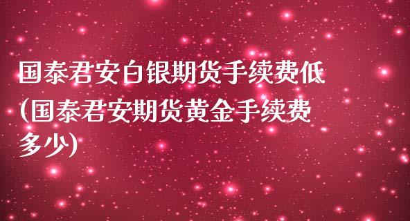 国泰君安白银期货手续费低(国泰君安期货黄金手续费多少)