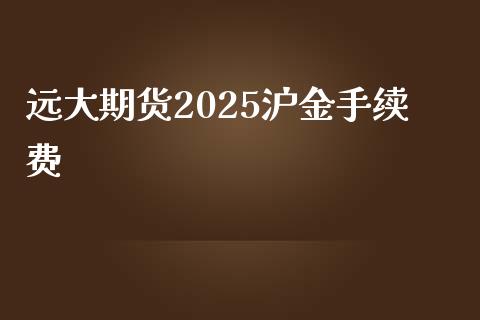 远大期货2025沪金手续费