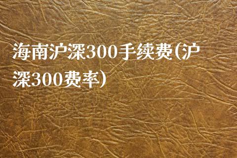 海南沪深300手续费(沪深300费率)