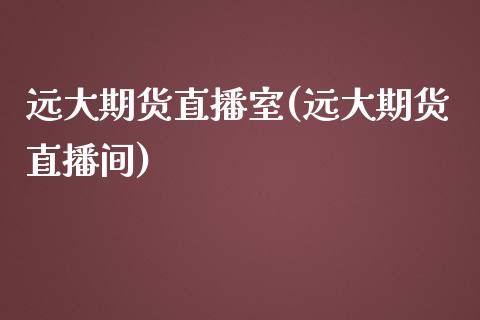 远大期货直播室(远大期货直播间)