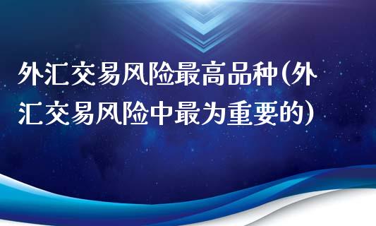 外汇交易风险最高品种(外汇交易风险中最为重要的)