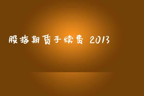 股指期货手续费 2013