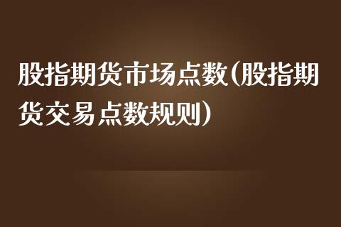 股指期货市场点数(股指期货交易点数规则)